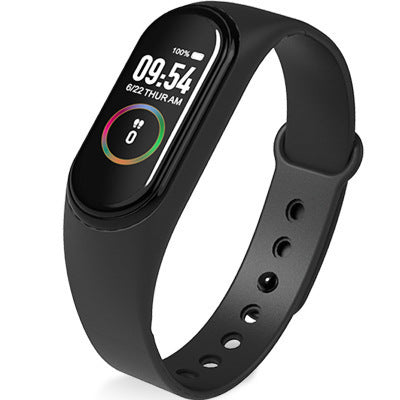 Black smart watch bracelet with pedometer, 1-inch screen, compatible with Android and iOS.