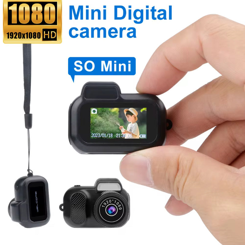 Retro Mini Camera with screen, 1080p HD, portable for home and outdoor use, ideal for holiday gifts.